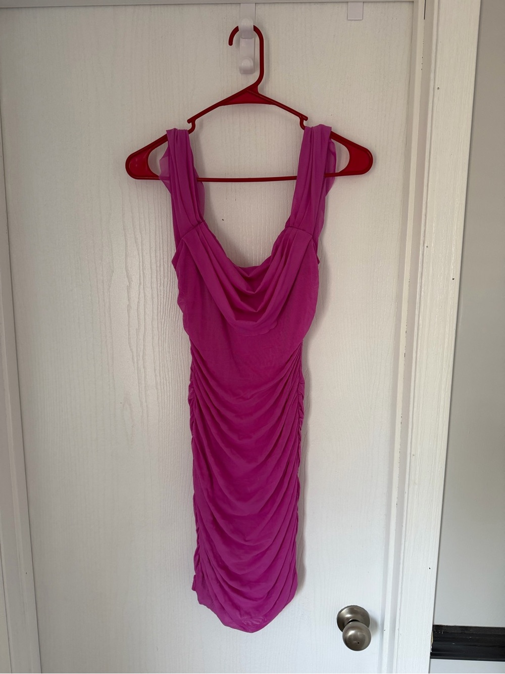 Hello Molly Pink Ruched Cowl Neck Mini Dress